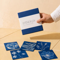 Kit cyanotype Sténoflex bleu avec tirages de fleurs et fougères